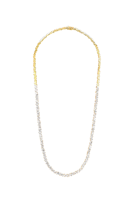 Mini Baguette Diamond Tennis Necklace (6976290685043)