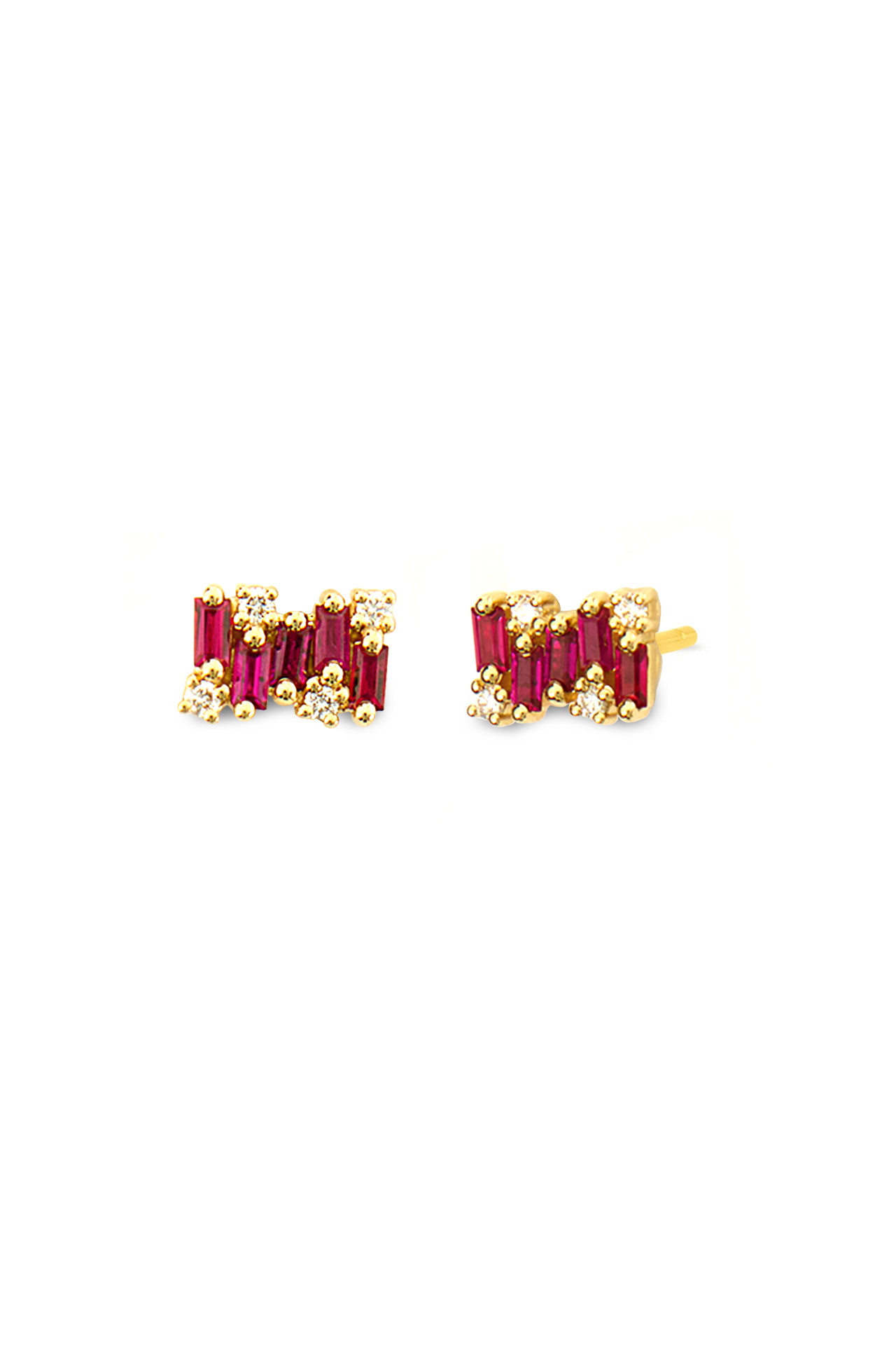 Ruby Baguette Stud Earrings (6640879730803)