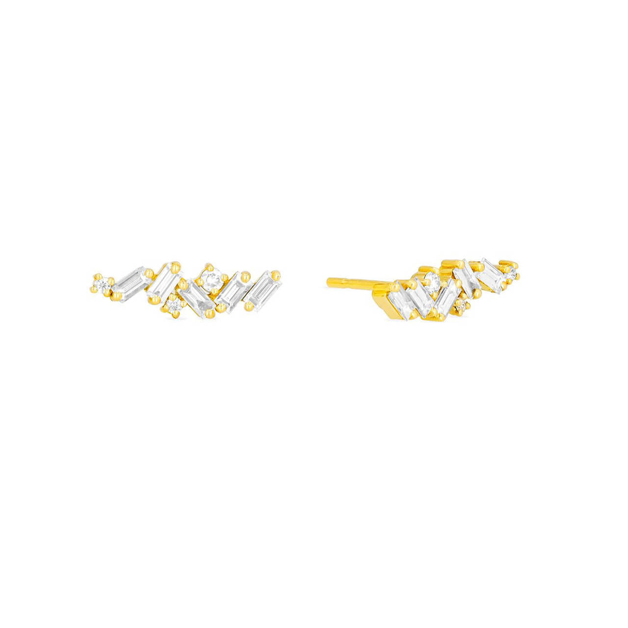 White Diamond Zigzag Stud Earring (4633318162547)