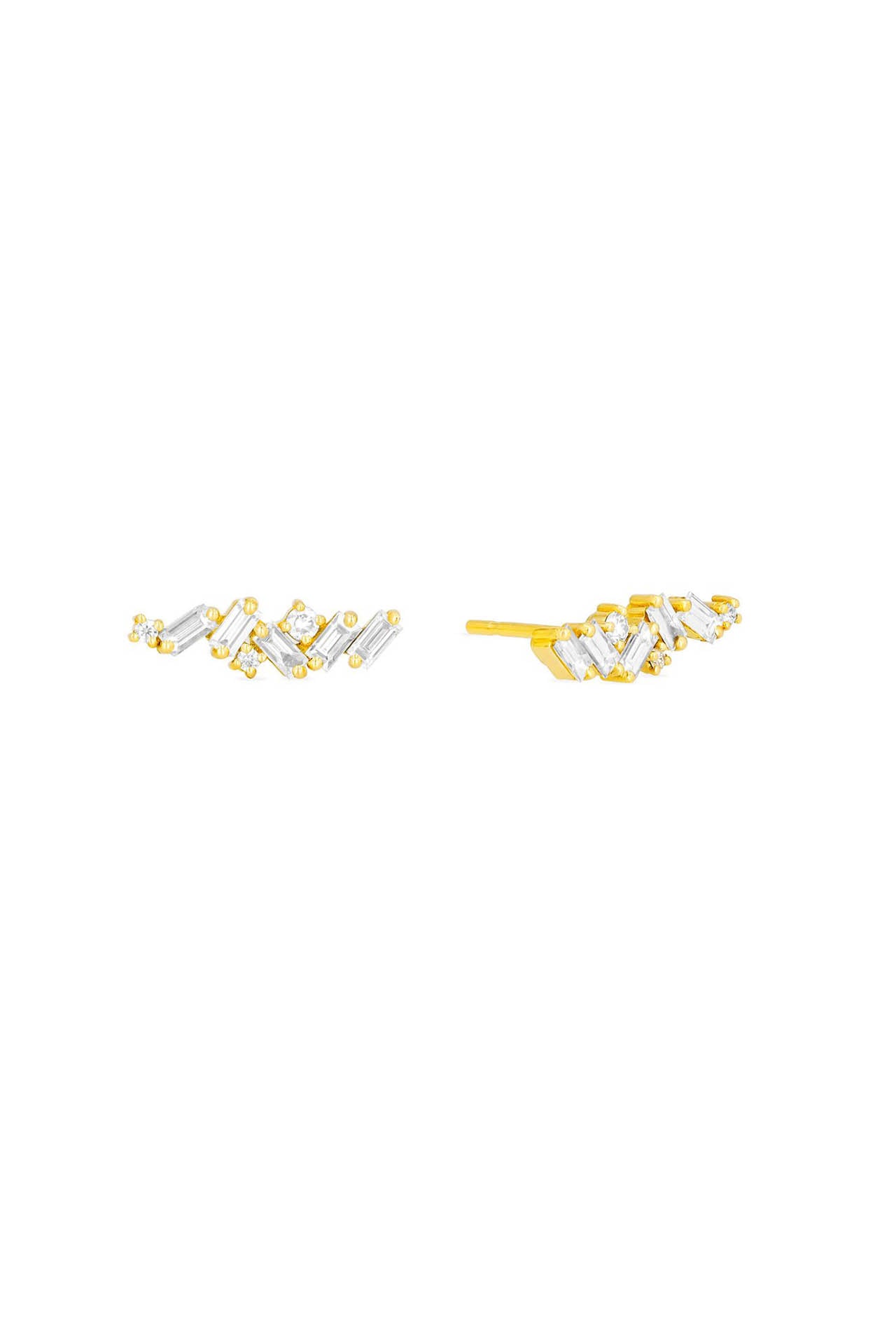 White Diamond Zigzag Stud Earring (4633318162547)