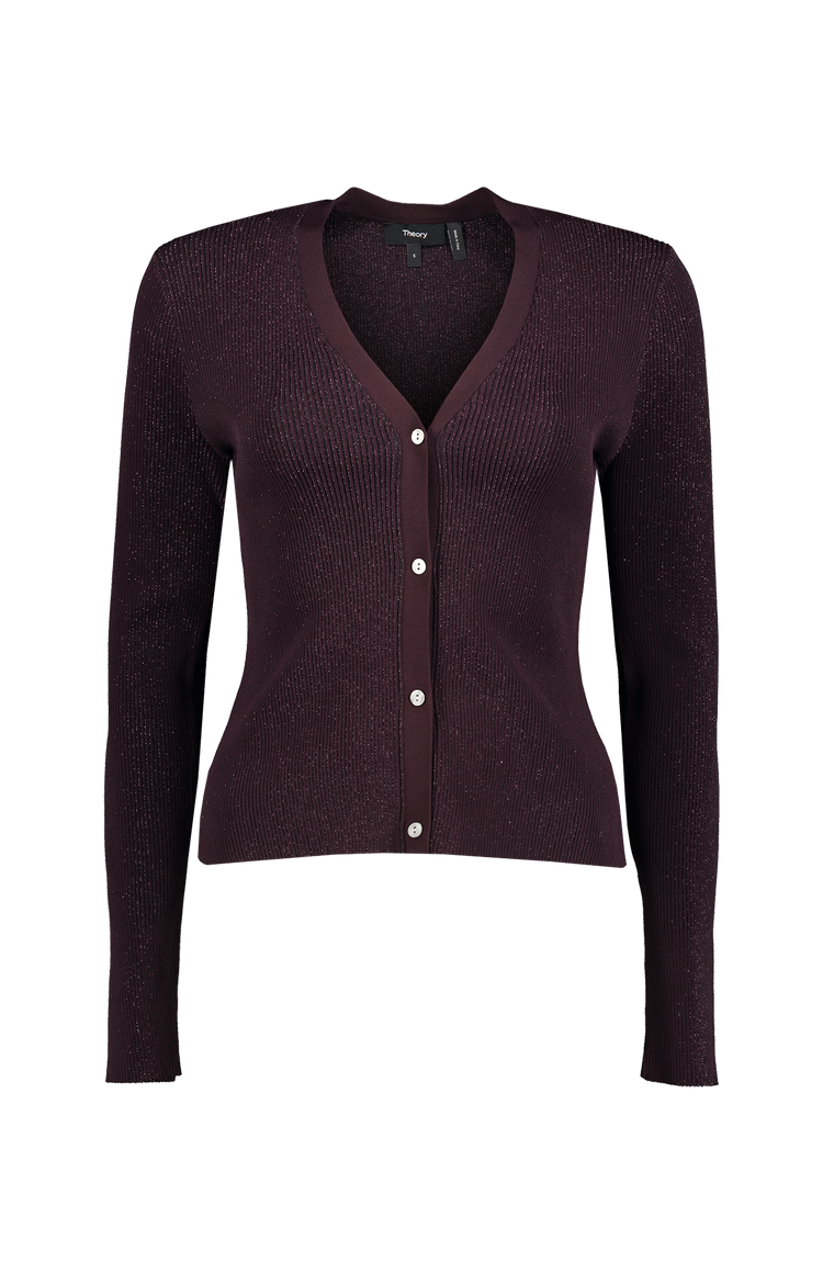 Theory Plaited Cardigan Merlot Front Mannequin Image (6959062909043)
