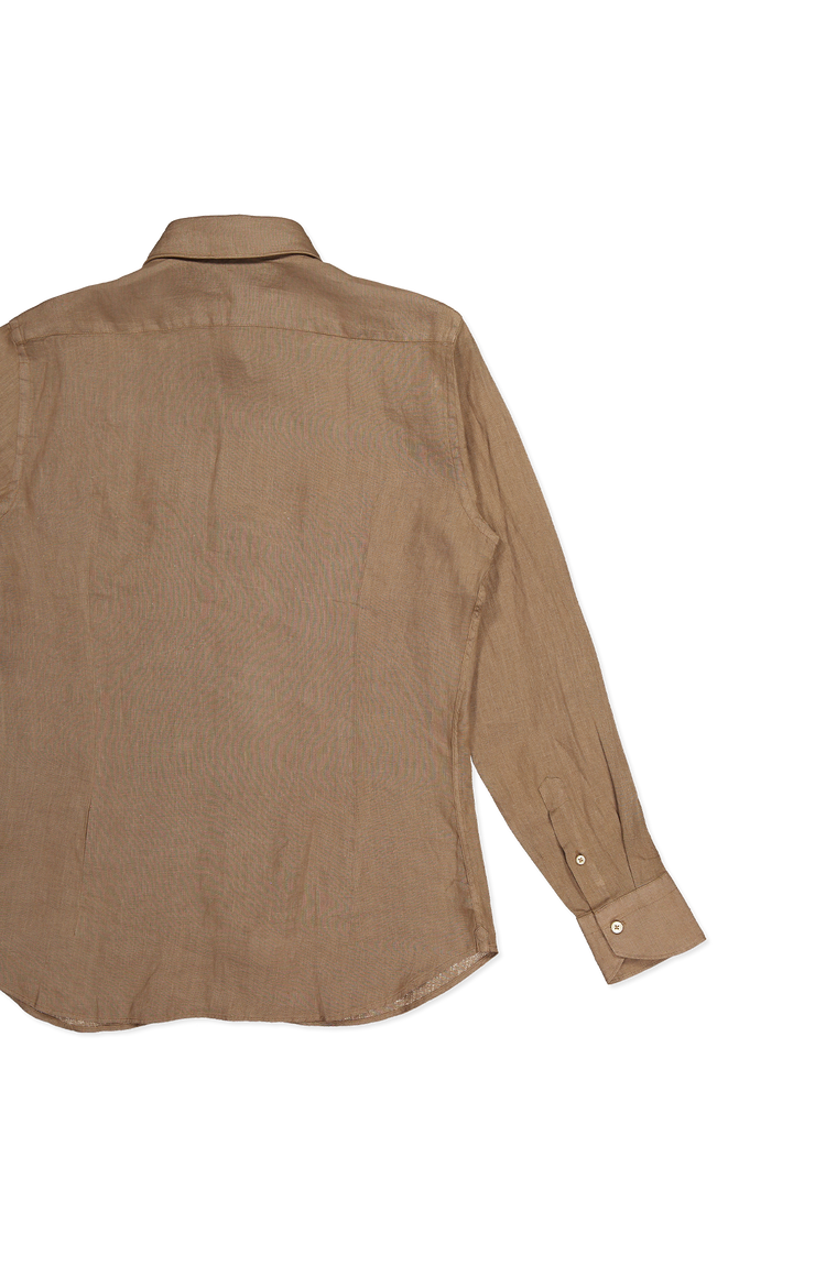 Linen Dyed Brown Shirt (7083630428275)