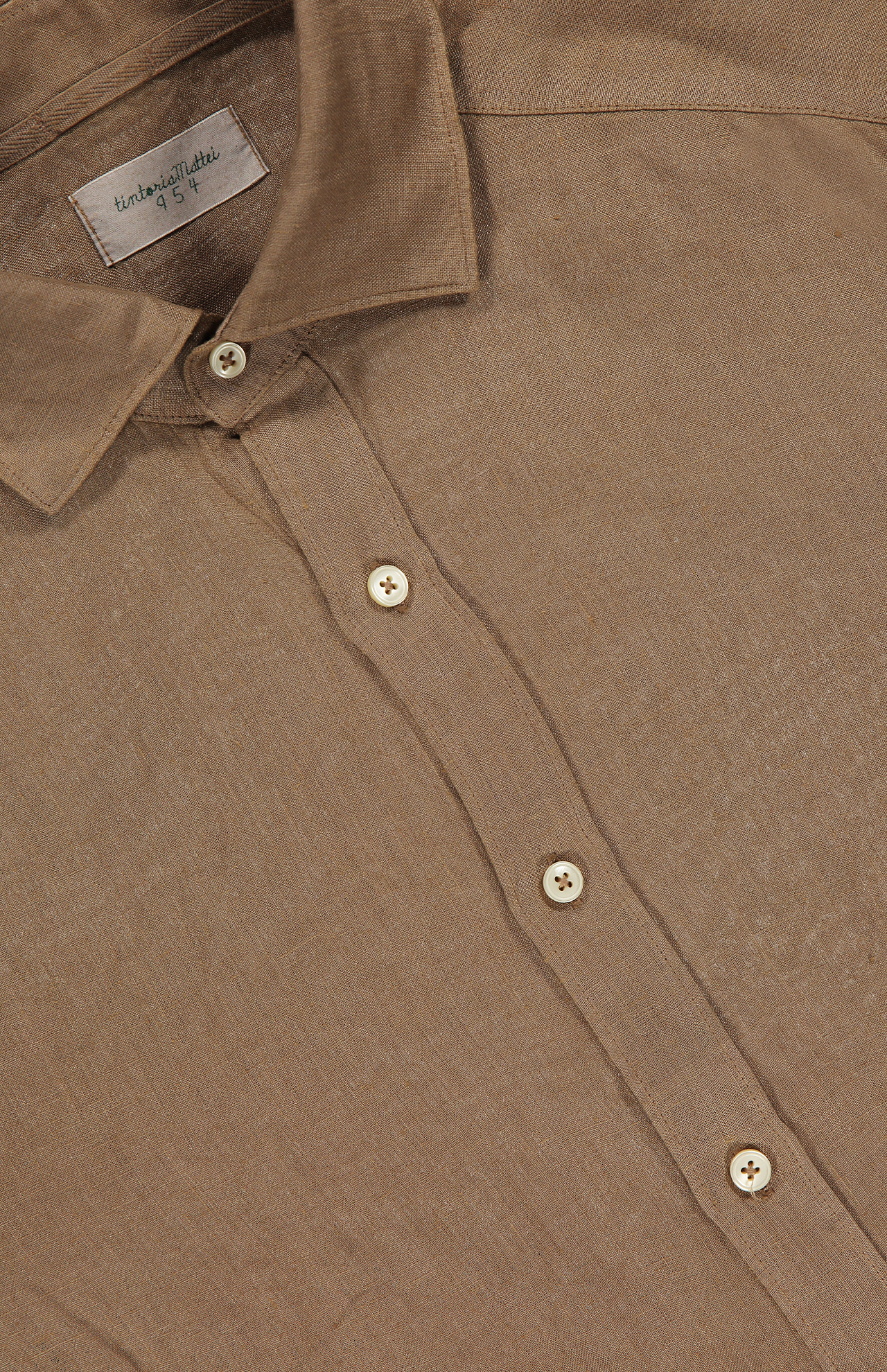 Linen Dyed Brown Shirt (7083630428275)