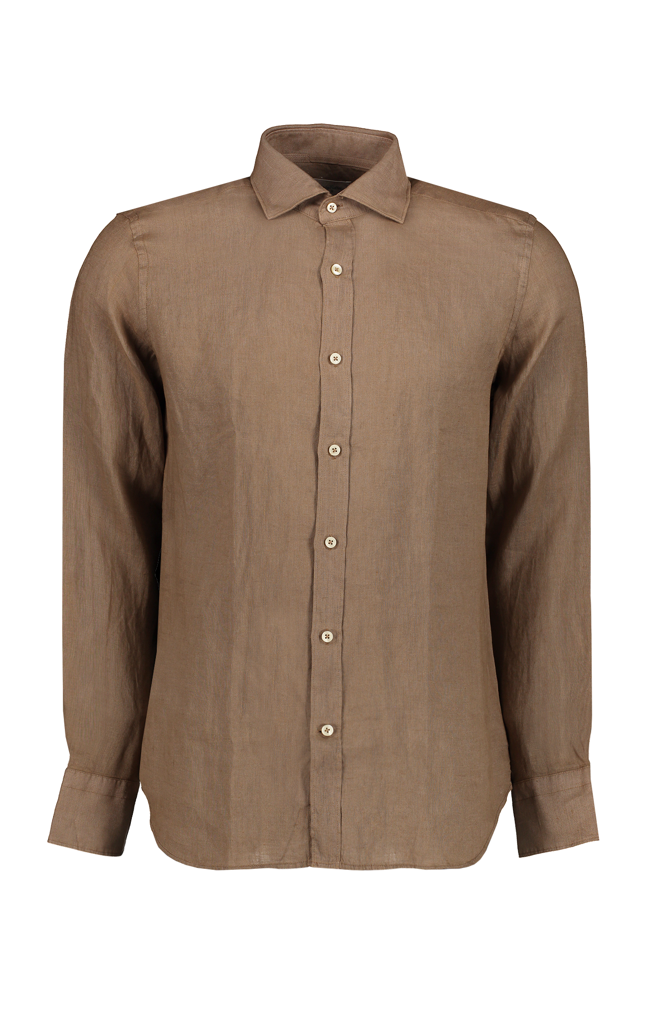 Linen Dyed Brown Shirt (7083630428275)