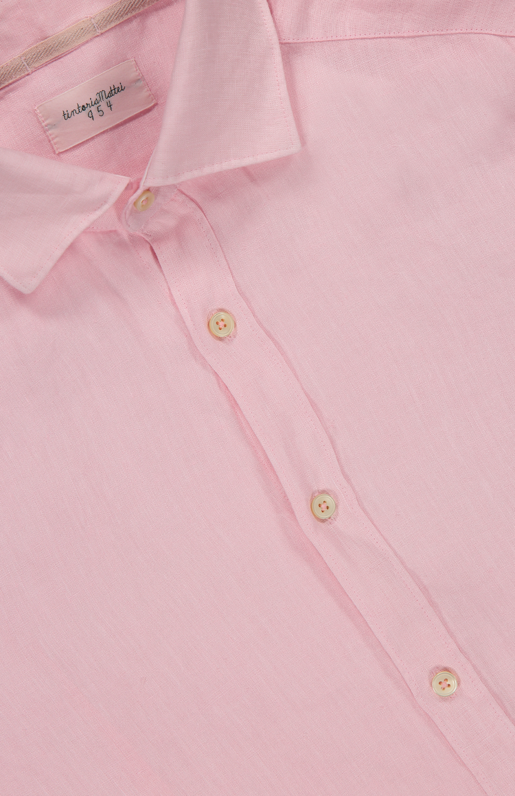 Linen Dyed Pink Shirt (7083630395507)