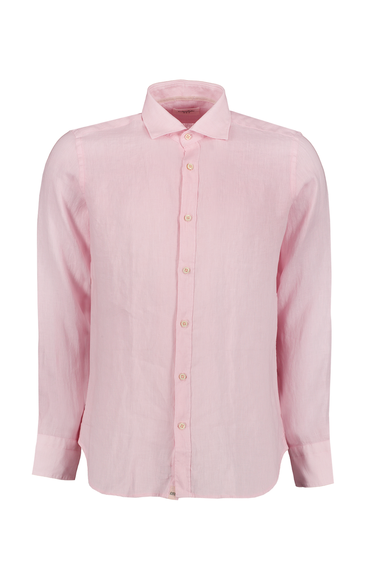 Linen Dyed Pink Shirt (7083630395507)