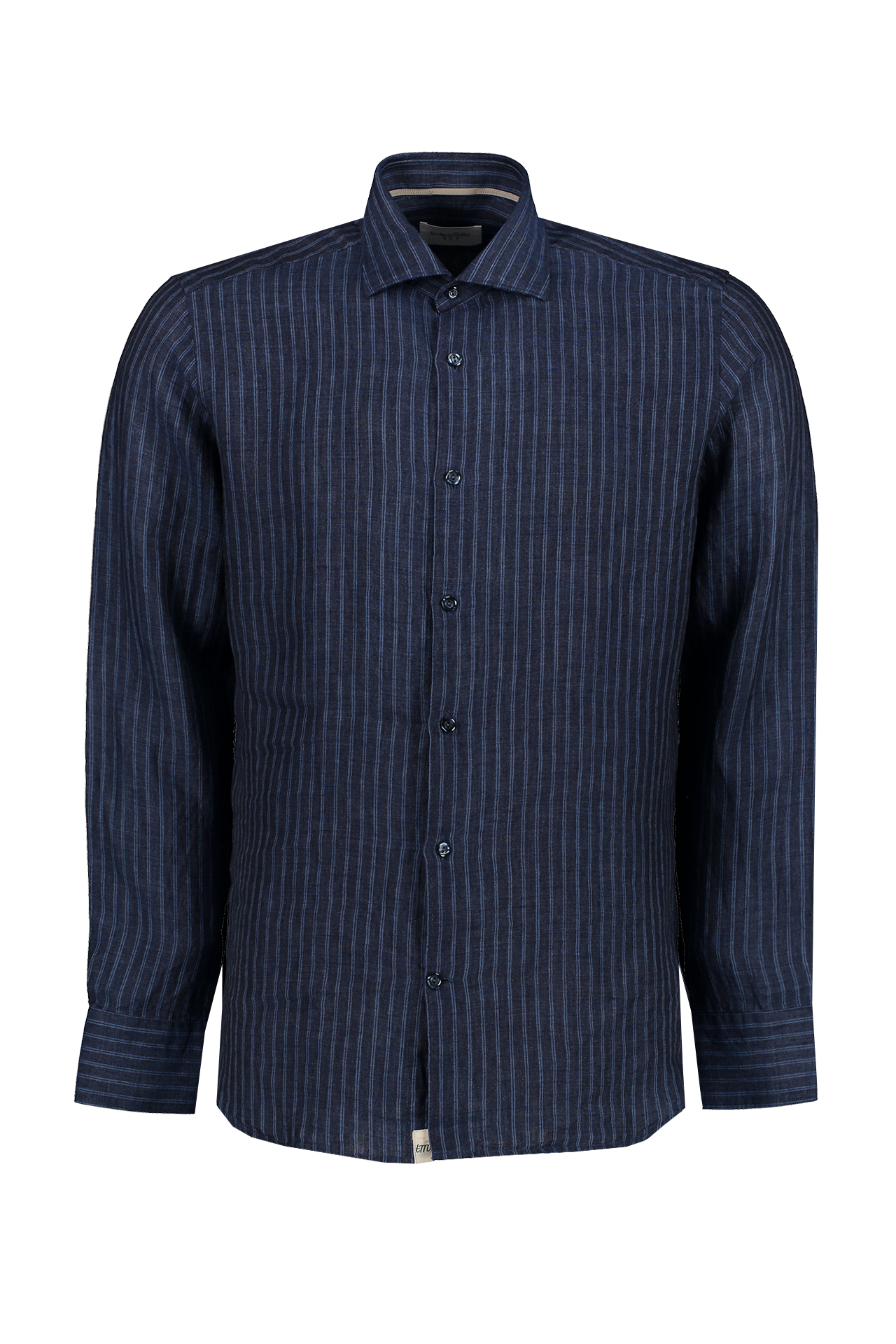Linen Navy Pinstripe Shirt (7083630297203)