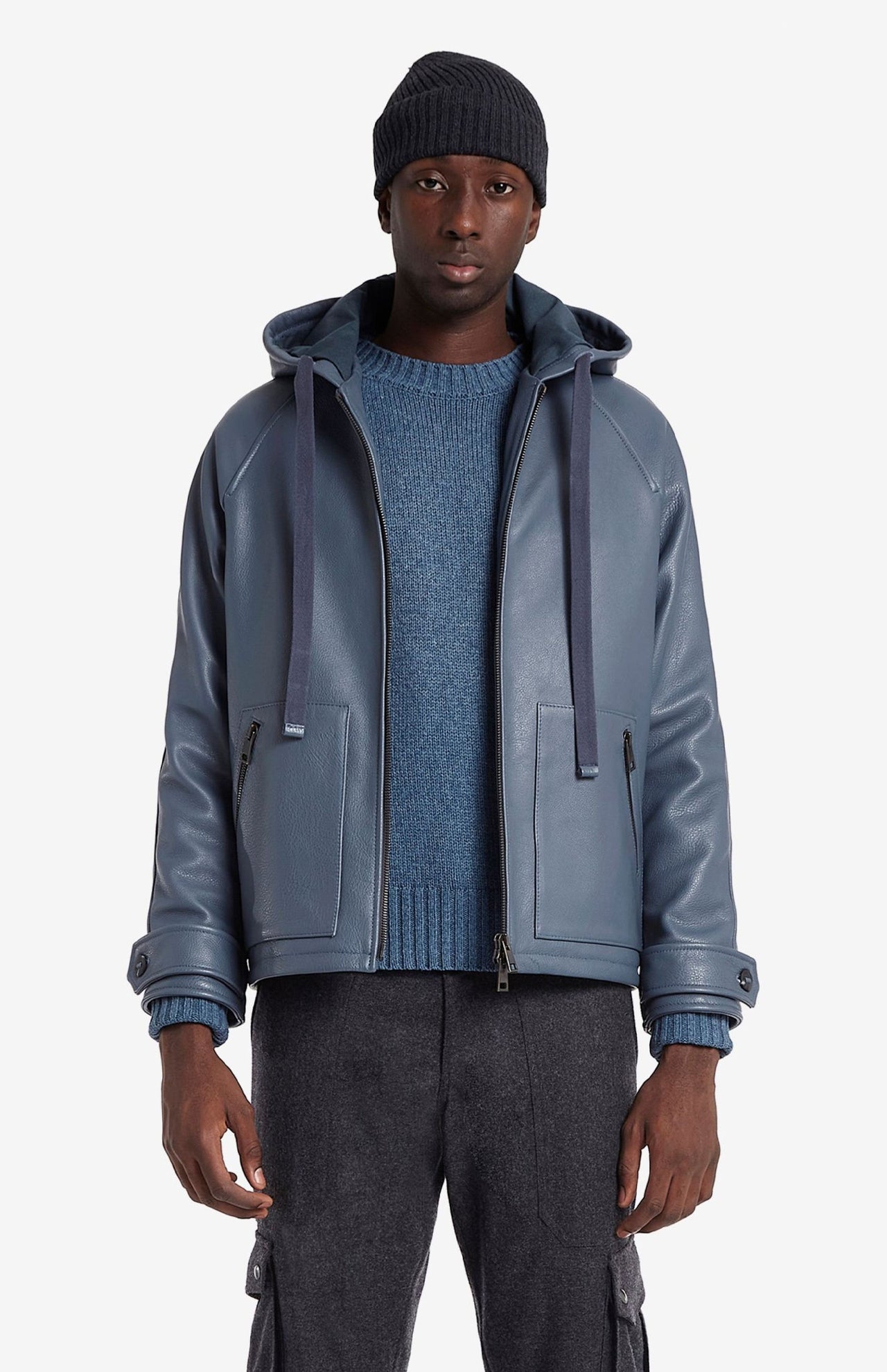 Leather Baja Zip Up Hoodie (6943861309555)