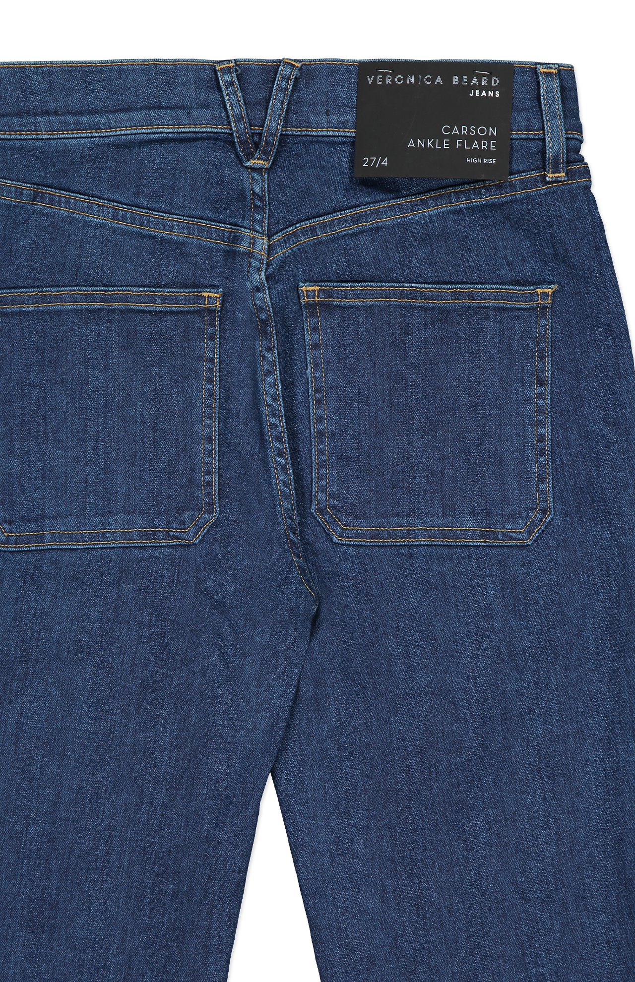 Veronica Beard Carson High Rise Ankle Flare Blue Back Detail Image (7019813339251)