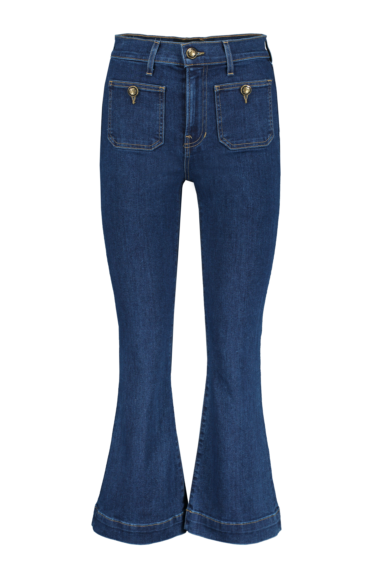 Veronica Beard Carson High Rise Ankle Flare Blue Front Mannequin Image (7019813339251)