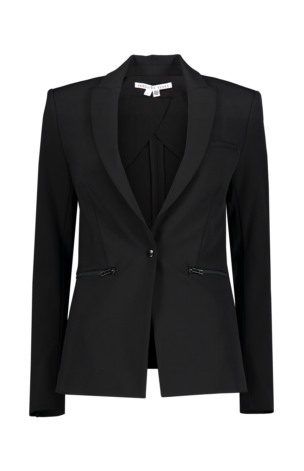 Veronica Beard Iconic Scuba Dickey Jacket Black Front Mannequin Image (7007038996595)