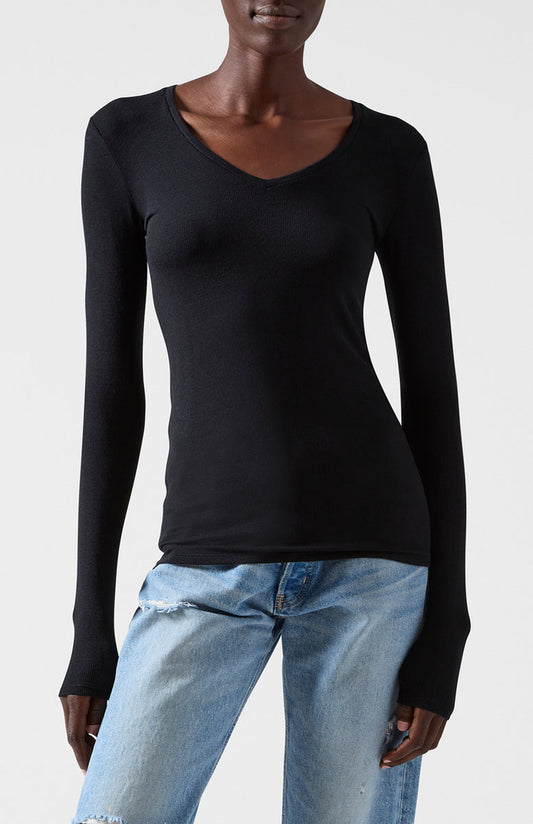 Long Sleeve Ribbed V-Neck (4441564348531)