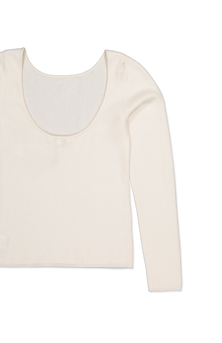 White And Warren Cashmere Ballet Neck Top White Back Flat Lay Image (6989306888307)