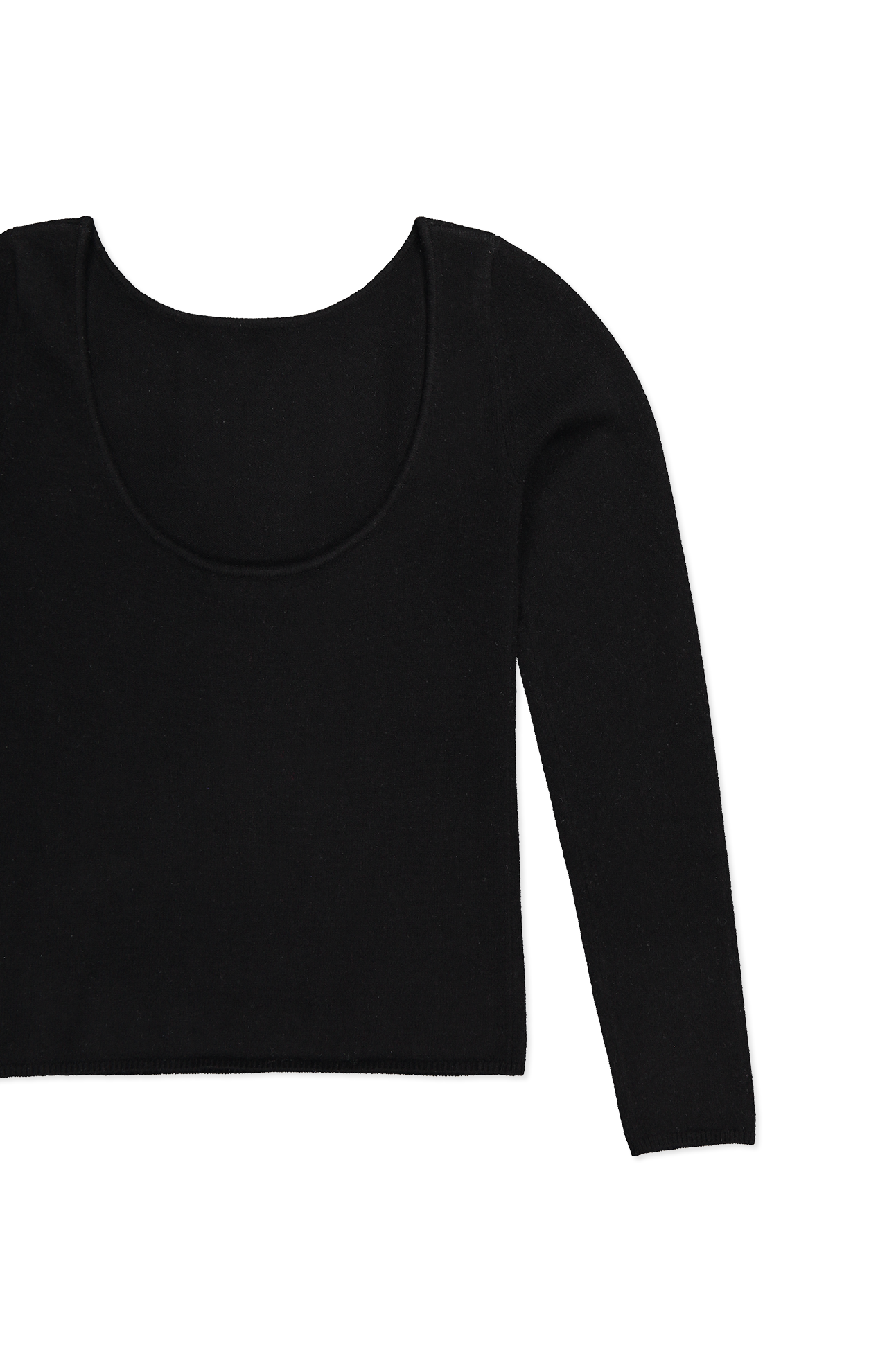 White And Warren Cashmere Ballet Neck Top Black Back Flat Lay Detail (6989306888307)