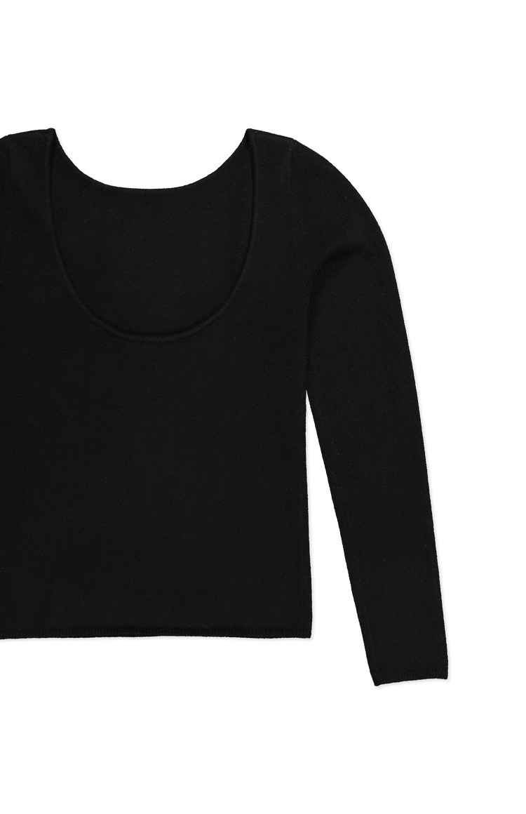 White And Warren Cashmere Ballet Neck Top Black Back Flat Lay Detail (6989306888307)