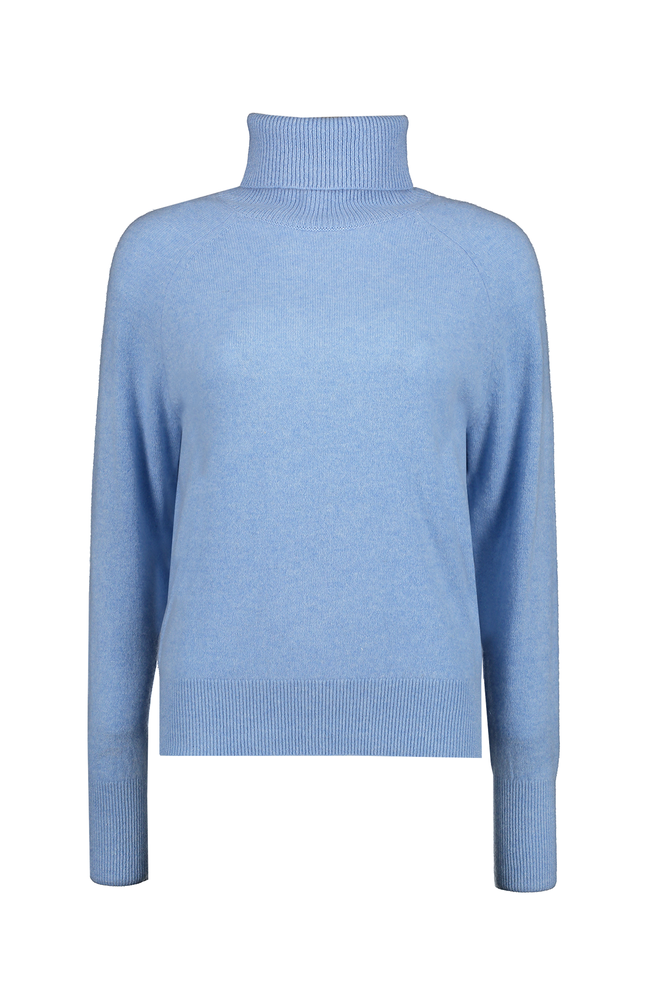 White And Warren Cashmere Essential Turtleneck Sweater Light Chambray Heather Front Mannequin Image (6977567096947)