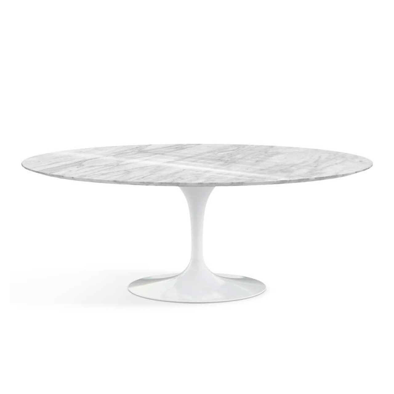 Herman Miller Saarinen Dining Table 78" Oval with White Base and Marble Top Image (6605647970419)