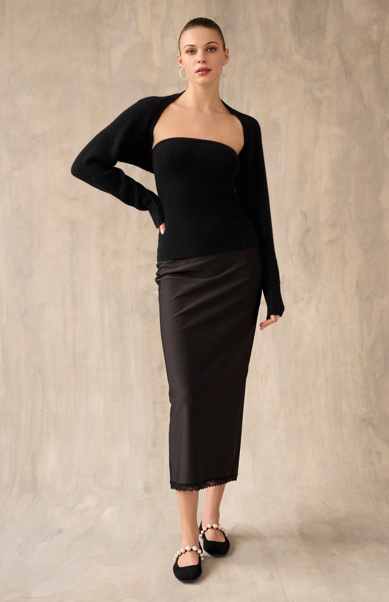 Cashmere Ribbed Shrug (6989302464627)
