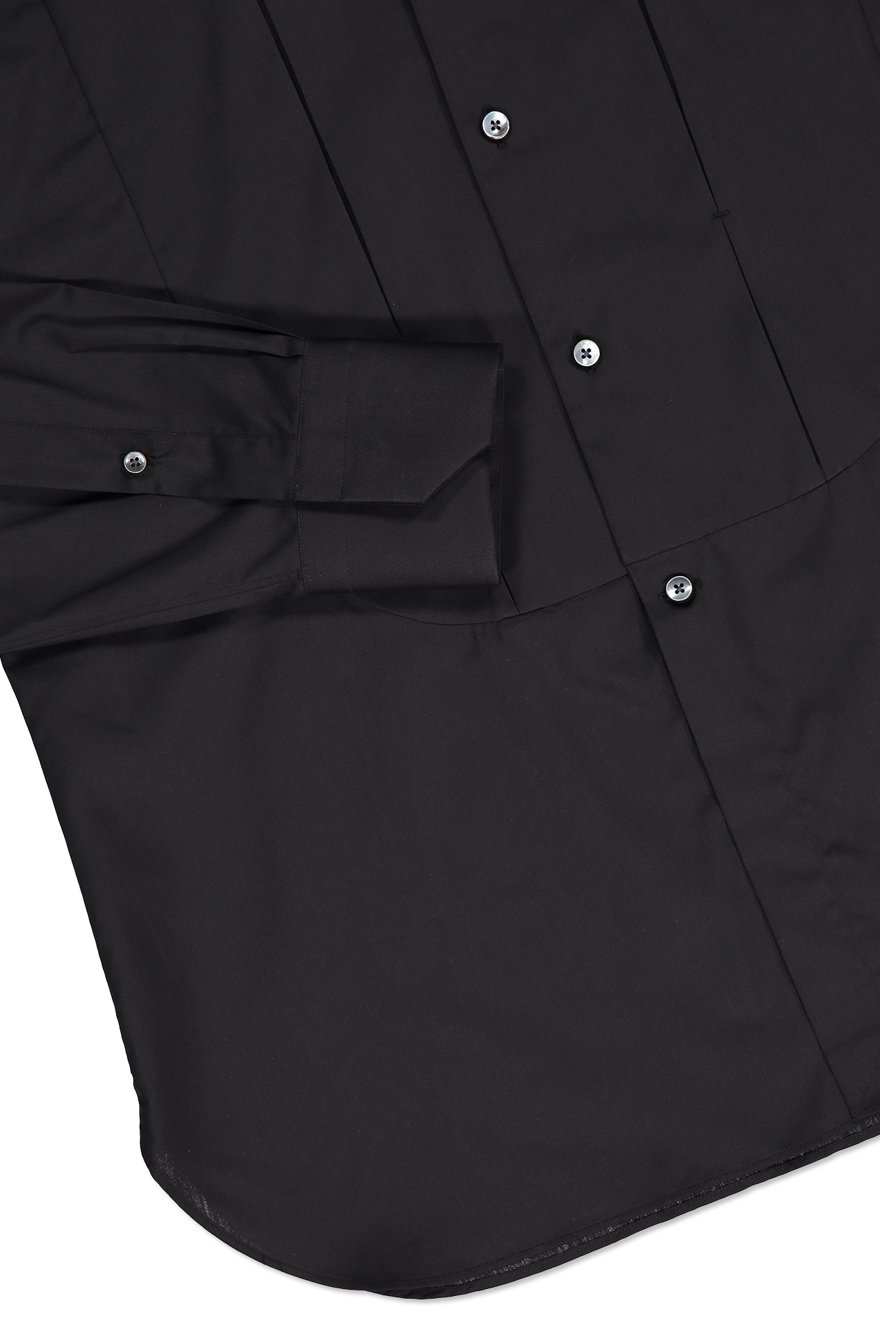 Long Sleeve Dress Shirt Pleat Black (1536575176819)