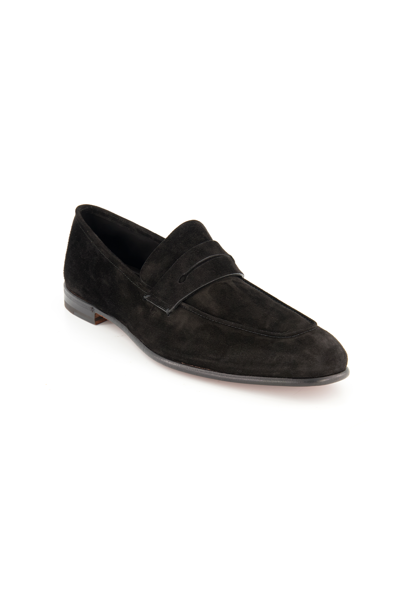 Zegna Suede L'Asola Moccasin in Black - Angle Image (6884450140275)